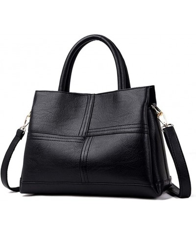 Women Handbag PU Leather Shoulder Bag Top Handle Bag Tote Bag with Long Shoulder Strap Black $34.41 Totes