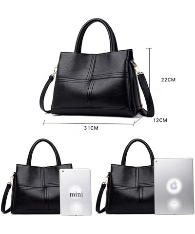 Women Handbag PU Leather Shoulder Bag Top Handle Bag Tote Bag with Long Shoulder Strap Black $34.41 Totes