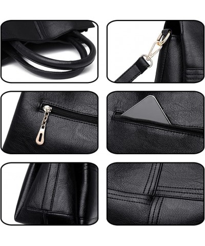 Women Handbag PU Leather Shoulder Bag Top Handle Bag Tote Bag with Long Shoulder Strap Black $34.41 Totes