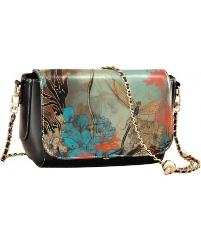 Colorful Flowers Leather Crossbody Bag for Women Small Handbag with Chain Strap, Flip-Top Crossbody Purse $23.59 Crossbody Bags