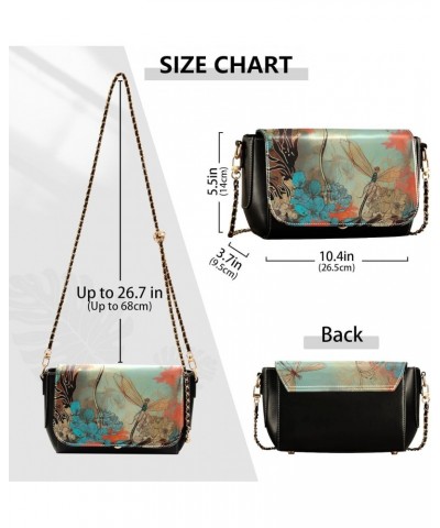 Colorful Flowers Leather Crossbody Bag for Women Small Handbag with Chain Strap, Flip-Top Crossbody Purse $23.59 Crossbody Bags