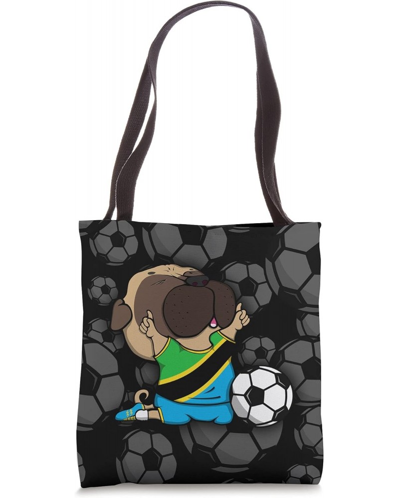 Pug Tanzania Soccer Fans Jersey Tanzanian Football Lovers Tote Bag $11.25 Totes