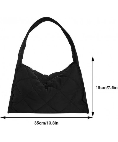 Large Quilted Tote Bag Puffer Bag for Women Lightweight Quilted Shoulder Bag Puffy Tote Nylon Quilted Padding Hobo Handbag Bl...