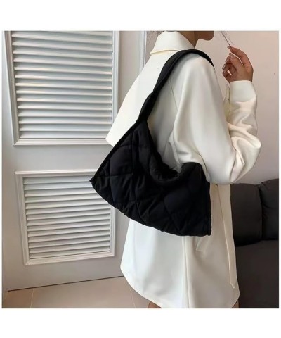 Large Quilted Tote Bag Puffer Bag for Women Lightweight Quilted Shoulder Bag Puffy Tote Nylon Quilted Padding Hobo Handbag Bl...