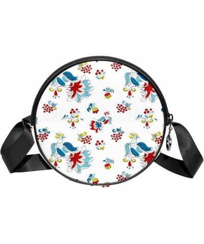 Cute-Dinosaurs Crossbody Bag for Women Teen Girls Round Canvas Shoulder Bag Purse Tote Handbag Bag Multi03 $12.59 Totes