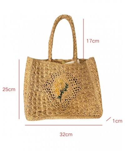 Women's Flower Straw Bag, Embroidered Vegetable Basket Bag, Summer Beach Woven Tote Bag Orange $27.74 Totes