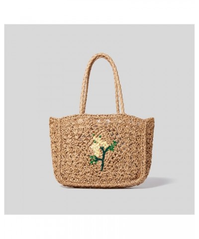 Women's Flower Straw Bag, Embroidered Vegetable Basket Bag, Summer Beach Woven Tote Bag Orange $27.74 Totes