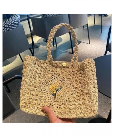 Women's Flower Straw Bag, Embroidered Vegetable Basket Bag, Summer Beach Woven Tote Bag Orange $27.74 Totes