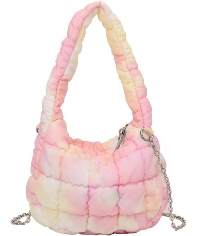 Women Puffer Bag Quilted Hobo Lar ity Padding Shoulr Bag Litt Cloud Bag th Zip Pink $10.15 Hobo Bags