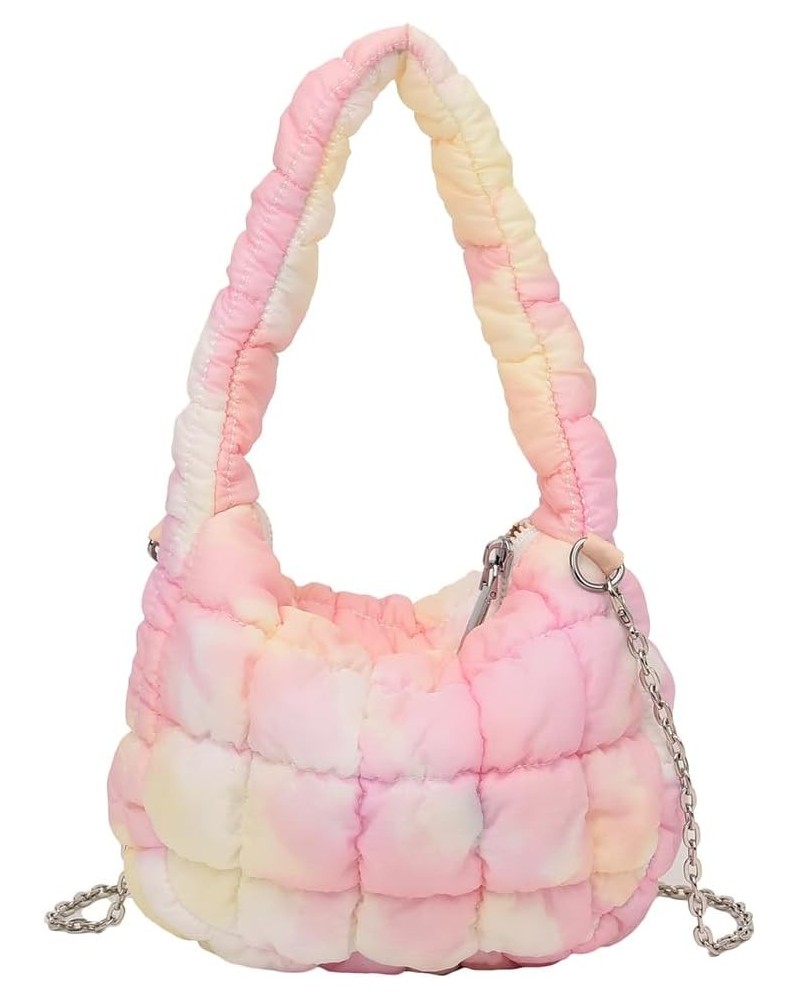 Women Puffer Bag Quilted Hobo Lar ity Padding Shoulr Bag Litt Cloud Bag th Zip Pink $10.15 Hobo Bags