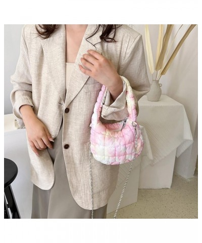 Women Puffer Bag Quilted Hobo Lar ity Padding Shoulr Bag Litt Cloud Bag th Zip Pink $10.15 Hobo Bags