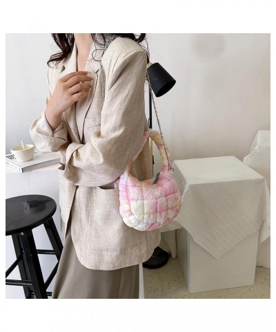 Women Puffer Bag Quilted Hobo Lar ity Padding Shoulr Bag Litt Cloud Bag th Zip Pink $10.15 Hobo Bags