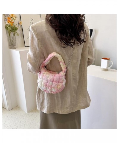 Women Puffer Bag Quilted Hobo Lar ity Padding Shoulr Bag Litt Cloud Bag th Zip Pink $10.15 Hobo Bags