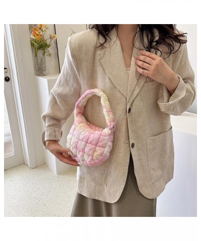 Women Puffer Bag Quilted Hobo Lar ity Padding Shoulr Bag Litt Cloud Bag th Zip Pink $10.15 Hobo Bags