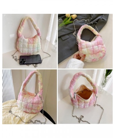 Women Puffer Bag Quilted Hobo Lar ity Padding Shoulr Bag Litt Cloud Bag th Zip Pink $10.15 Hobo Bags