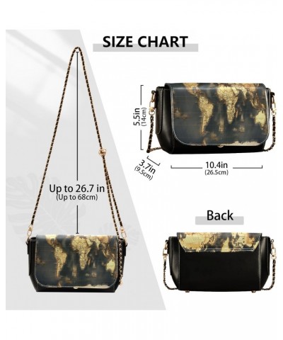 World Map Crossbody Bag for Women Girls,Leather Cross Body Purses Chain Strap Handbags Shoulder Bag $18.40 Crossbody Bags