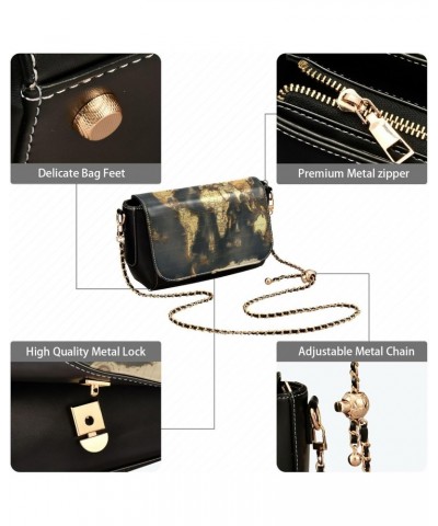 World Map Crossbody Bag for Women Girls,Leather Cross Body Purses Chain Strap Handbags Shoulder Bag $18.40 Crossbody Bags