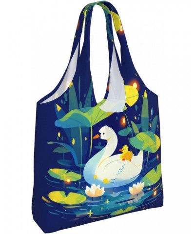 Duckling And Mother One-Shoulder Commuting Canvas Bag,Fashionable And Lightweight,Extra Large Capacity,Easy To Store,Soft And...