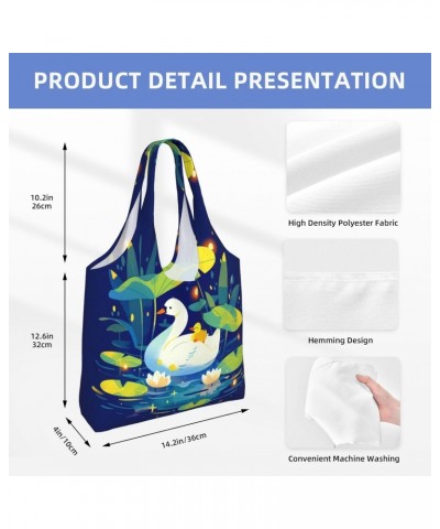 Duckling And Mother One-Shoulder Commuting Canvas Bag,Fashionable And Lightweight,Extra Large Capacity,Easy To Store,Soft And...