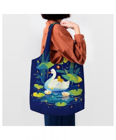 Duckling And Mother One-Shoulder Commuting Canvas Bag,Fashionable And Lightweight,Extra Large Capacity,Easy To Store,Soft And...