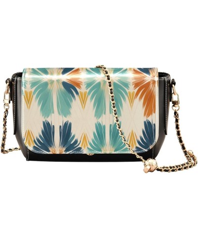 Square with Blue Floral Pu Crossbody Bags for Women, Faux Leather Shoulder Bag, Leather Crossbody Shoulder Bag Blue Ethnic Co...