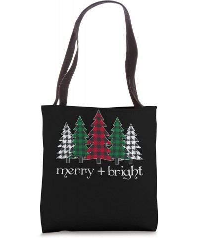 merry and bright red buffalo plaid trees Tote Bag $11.54 Totes