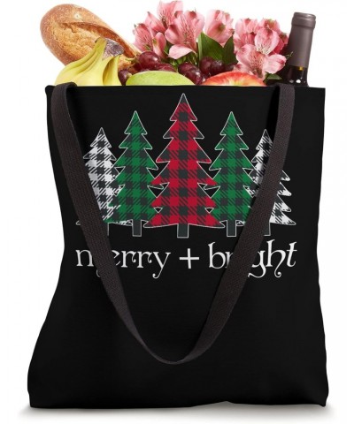 merry and bright red buffalo plaid trees Tote Bag $11.54 Totes