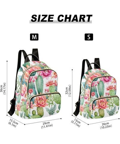 Cactus Flowers White Backpack Purse for Women Anti-theft Small Fashion Travel Backpack with Double Zipper Weekend Bag,S Mediu...