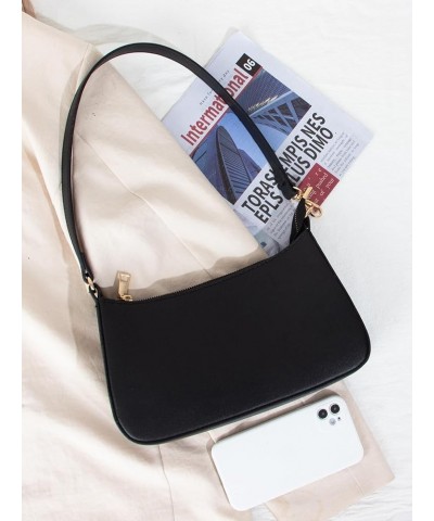 Women's Shoulder Bag PU Leather Handle Handbag Clutch Purse Black $10.75 Shoulder Bags