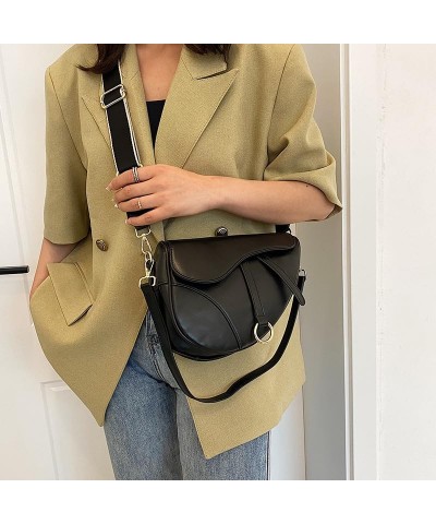 Women Trendy Small Clutch Purse Saddle Shoulder Bag Underarm Handbag Satchel HandBag Crossbody Bag Black $27.82 Satchels