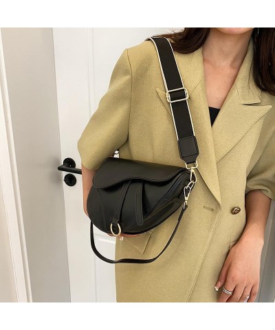 Women Trendy Small Clutch Purse Saddle Shoulder Bag Underarm Handbag Satchel HandBag Crossbody Bag Black $27.82 Satchels