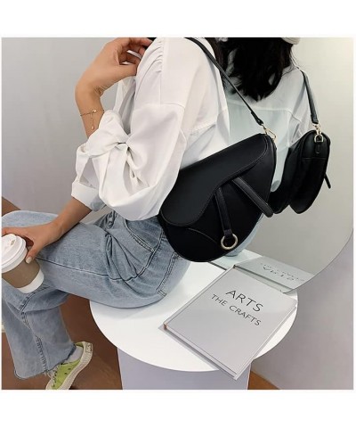 Women Trendy Small Clutch Purse Saddle Shoulder Bag Underarm Handbag Satchel HandBag Crossbody Bag Black $27.82 Satchels