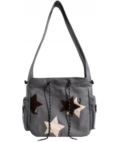 Women's Japanese Harajuku Large Canvas Bag Star Preppy Aesthetic Shoulder Bag Fairycore Kawaii Y2K Crossbody Bag Grey $16.95 ...