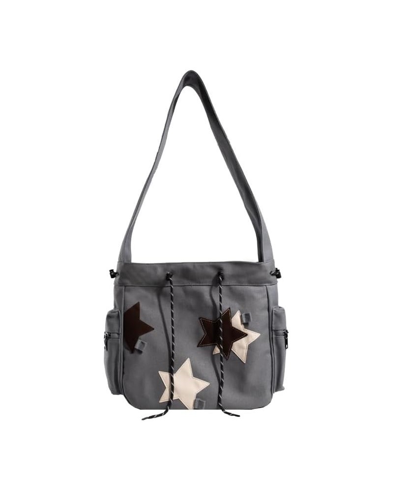 Women's Japanese Harajuku Large Canvas Bag Star Preppy Aesthetic Shoulder Bag Fairycore Kawaii Y2K Crossbody Bag Grey $16.95 ...