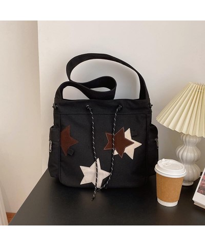 Women's Japanese Harajuku Large Canvas Bag Star Preppy Aesthetic Shoulder Bag Fairycore Kawaii Y2K Crossbody Bag Grey $16.95 ...