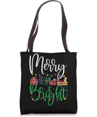 Merry and Bright Christmas Lights Xmas Holiday Tote Bag $15.33 Totes