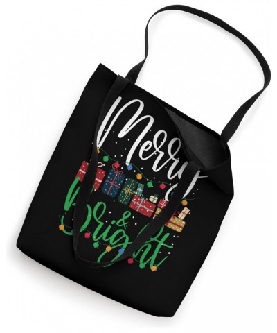 Merry and Bright Christmas Lights Xmas Holiday Tote Bag $15.33 Totes