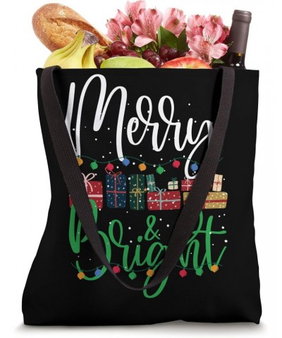 Merry and Bright Christmas Lights Xmas Holiday Tote Bag $15.33 Totes