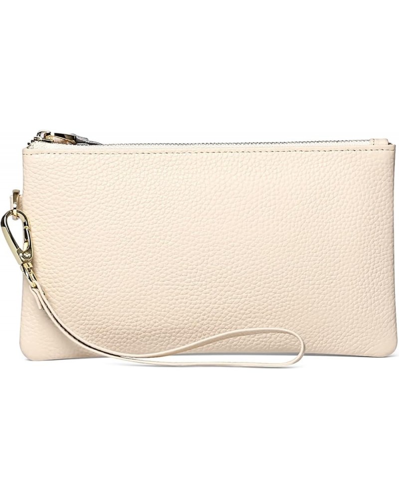 Women's Wristlet Clutch Slim Leather Wallet RFID Blocking Handbag 1-2023-beige $12.99 Wristlets