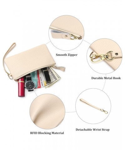 Women's Wristlet Clutch Slim Leather Wallet RFID Blocking Handbag 1-2023-beige $12.99 Wristlets