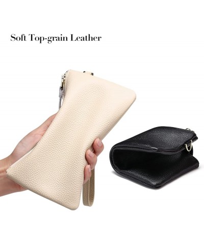 Women's Wristlet Clutch Slim Leather Wallet RFID Blocking Handbag 1-2023-beige $12.99 Wristlets