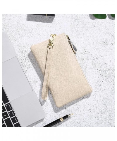 Women's Wristlet Clutch Slim Leather Wallet RFID Blocking Handbag 1-2023-beige $12.99 Wristlets