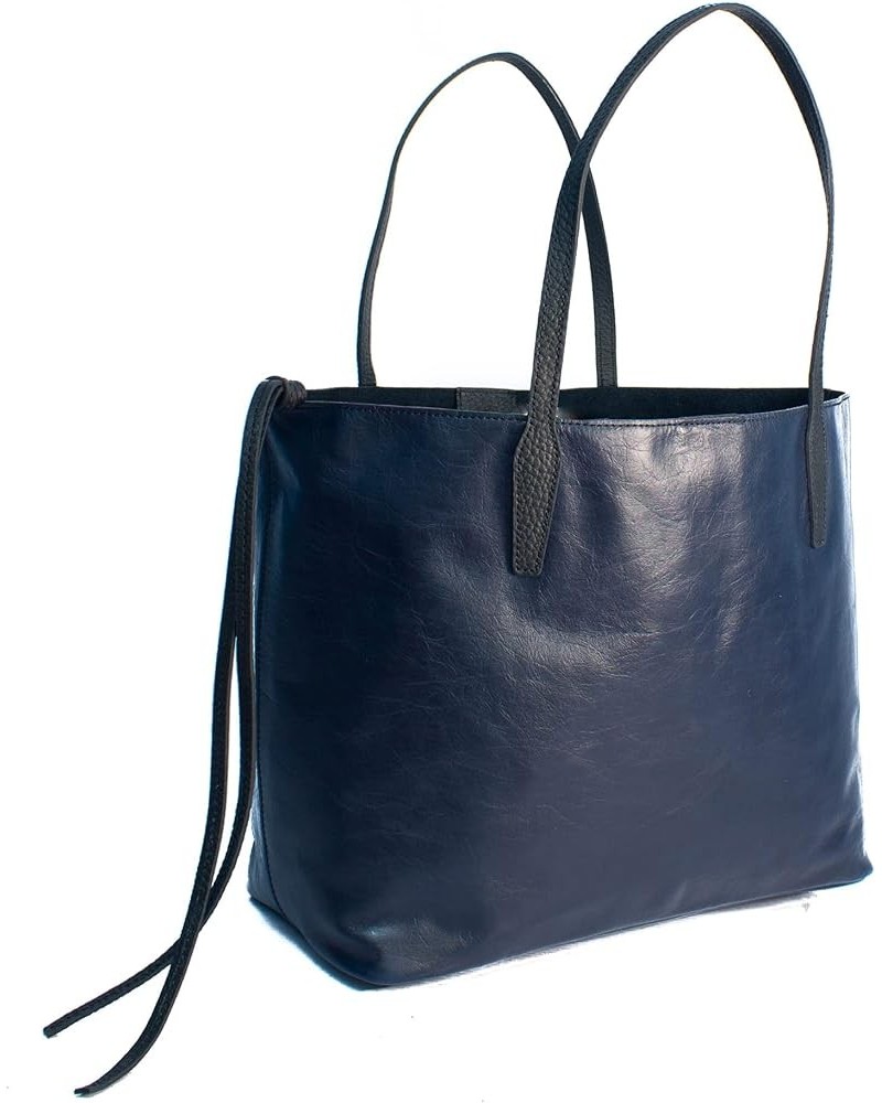 Handmade Thera Leather Tote Navy $111.60 Totes