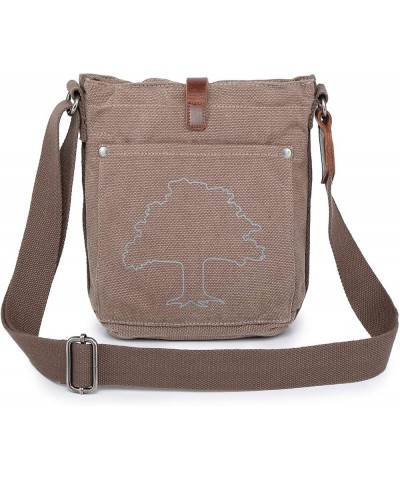 TSD Brand Forest Canvas Crossbody Bag Khaki $19.68 Crossbody Bags