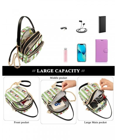 Christmas Dog Bulldog Stripes Crossbody Bag for Women Cell Phone Purse Wallet with Removable Chain Shoulder Handbag for Work ...