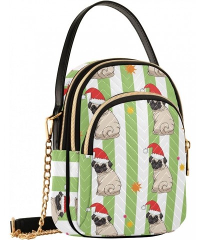 Christmas Dog Bulldog Stripes Crossbody Bag for Women Cell Phone Purse Wallet with Removable Chain Shoulder Handbag for Work ...