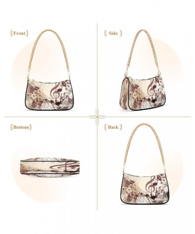 Music Notes Flower Floral Small Chain Shoulder Bag for Women Travel Hobo Tote Handbag Clutch Purse with Zipper $12.60 Totes