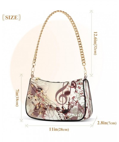 Music Notes Flower Floral Small Chain Shoulder Bag for Women Travel Hobo Tote Handbag Clutch Purse with Zipper $12.60 Totes