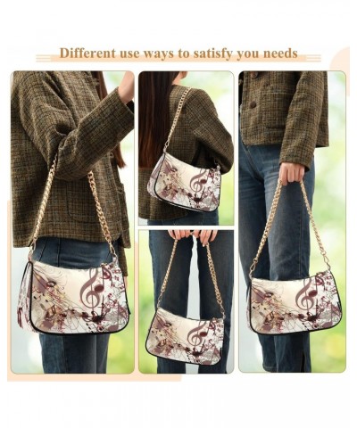 Music Notes Flower Floral Small Chain Shoulder Bag for Women Travel Hobo Tote Handbag Clutch Purse with Zipper $12.60 Totes