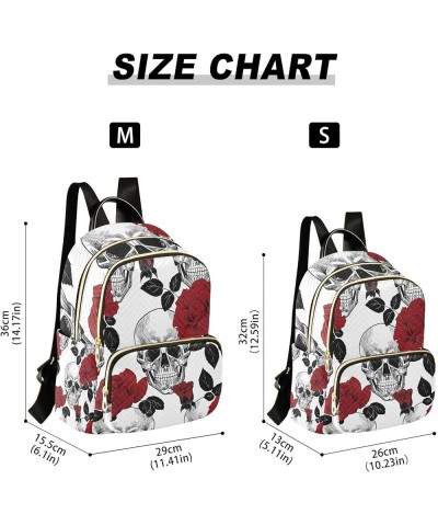 Small Backpack for Women Travel Bag Skull and Red Roses Daypack Purse Fashion Shoulder Bag Rucksack Small A157 $12.48 Backpacks